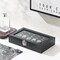 Compact Ring Organizer Box with Glass Lid – 30-Slot Velvet Ring & Cufflinks Storage Case, Portable Travel Jewelry Box, Elegant Black Gift for Girls & Women